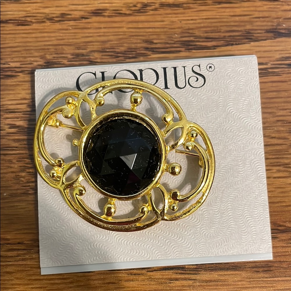 Vintage Glorius Gold and Black Brooch